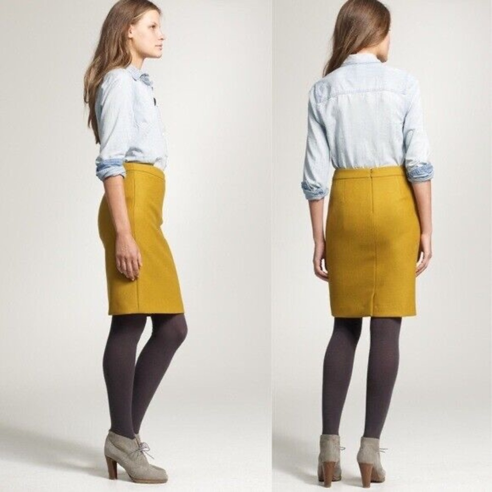 J.Crew Factory Mustard Yellow Wool Pencil Skirt
